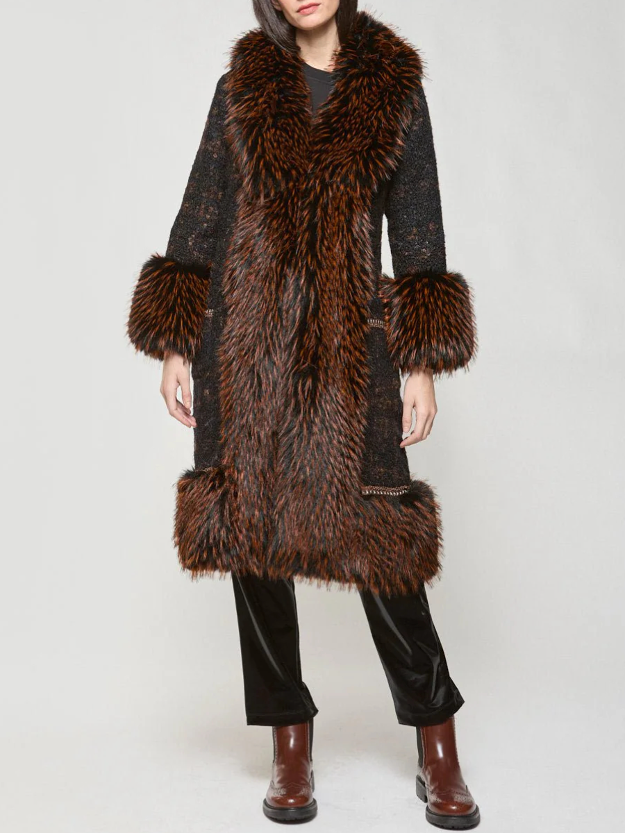 Faux Fur Wool Coat