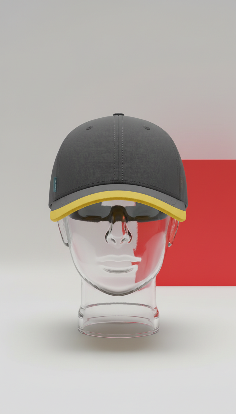 Statement cap in technical fabric with city yellow accent