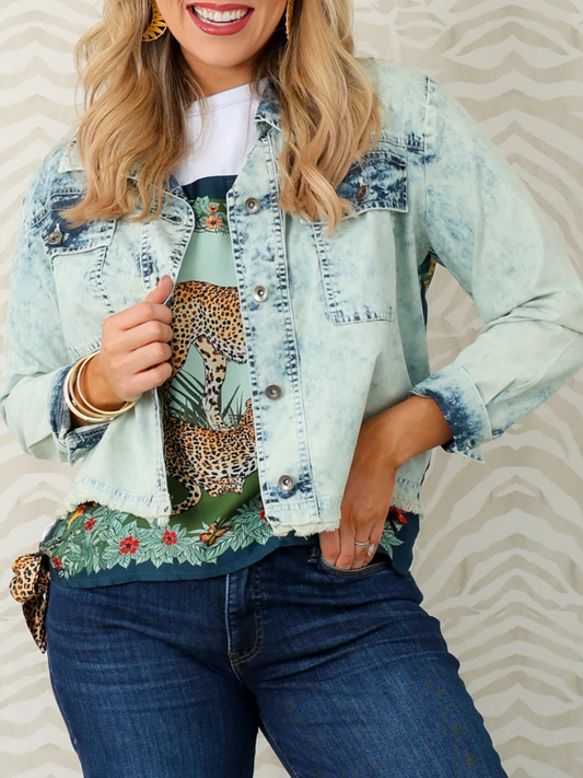 Denim Print Long Sleeve Jacket