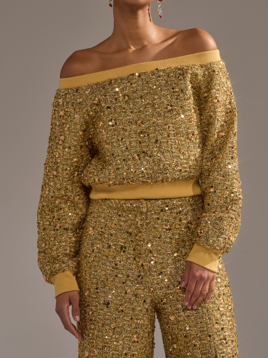 Metallic Knit Shoulder Suit
