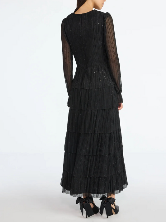 Women's Glitter Ruffle Maxi Dress