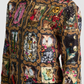 Artistic Medieval Collage Print Zip-Up Bomber Jacket