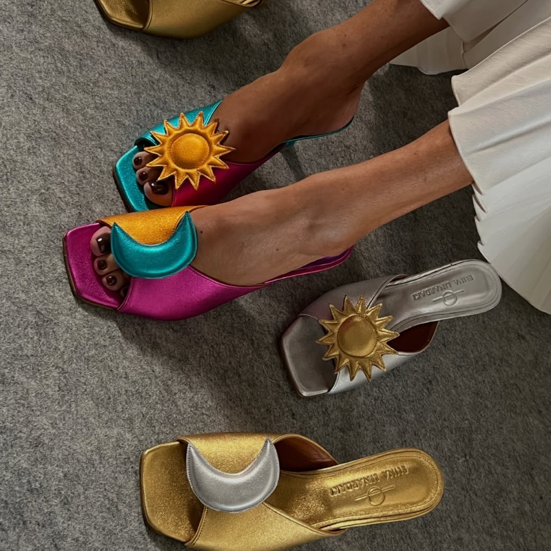 Sun & Moon Colorblock Mule Heels