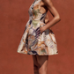 Floral Jacquard Sleeveless Mini Dress