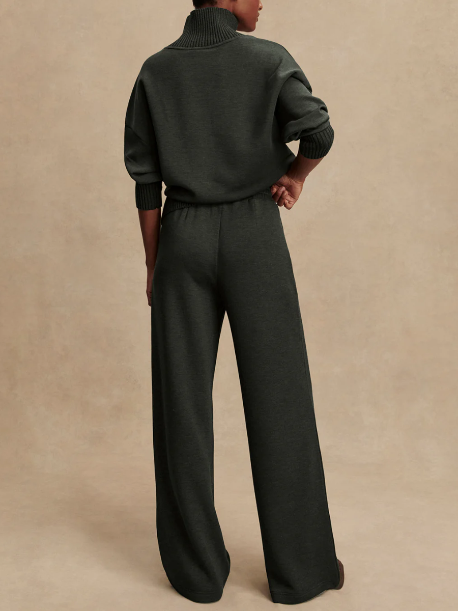 High-Neck Side Zipper Sweatshirt and Pants Set