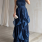 Halter Neck Ruffle Chiffon Maxi Dress