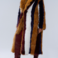 Faux Fur Contrast Vertical Stripe Coat