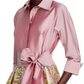 Mixed Media Floral Jacquard Shirt Dress
