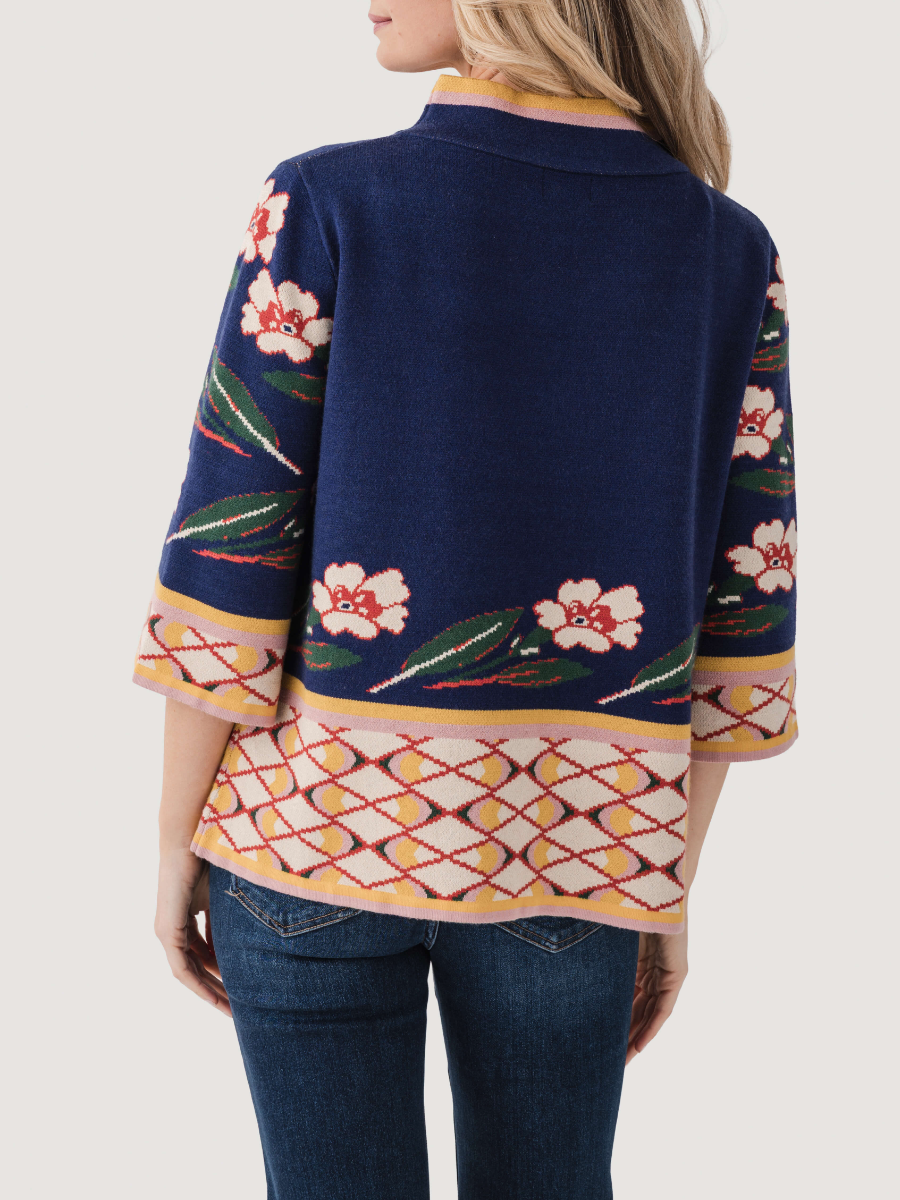 Fate Patterned Jacquard Knit Mock Neck Sweater