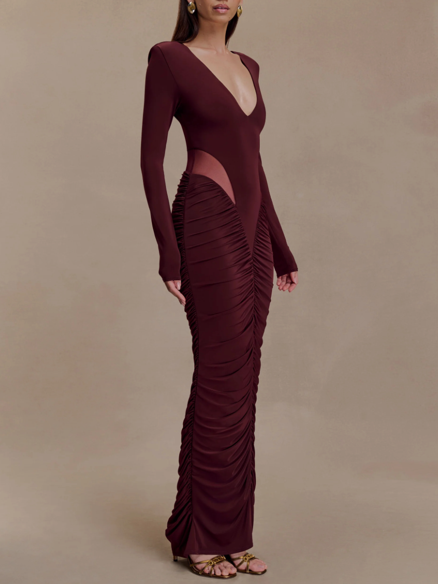 Slinky Long Sleeve Maxi Dress