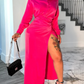 Long Sleeve Slit High-waisted Dress
