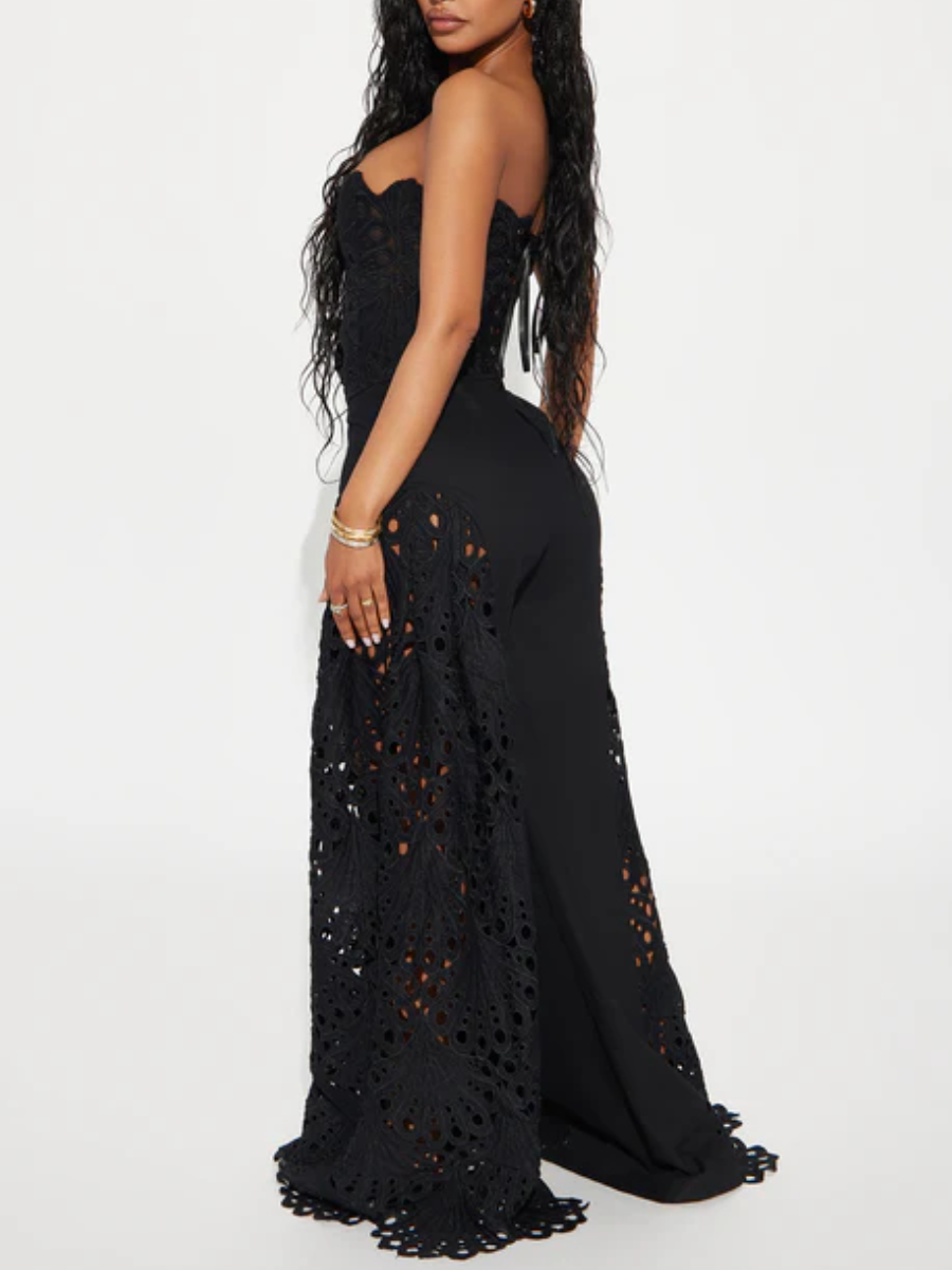 Black Lace Carmen Corset Pant Set