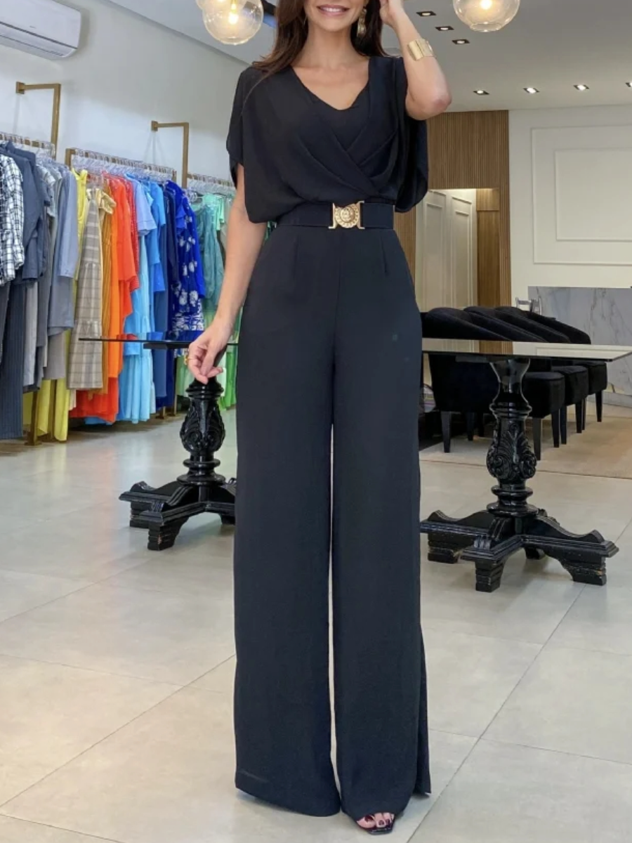 Elegant V-Neck Chiffon Jumpsuit