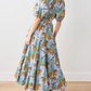 Tropical Leopard Print V-Neck Puff Sleeve Dress