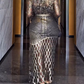 Elegant V-Neck Metallic Lace Formal Maxi Dress