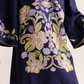 Coastal Floral Embroidered V-Neck Mini Dress with Bell Sleeves