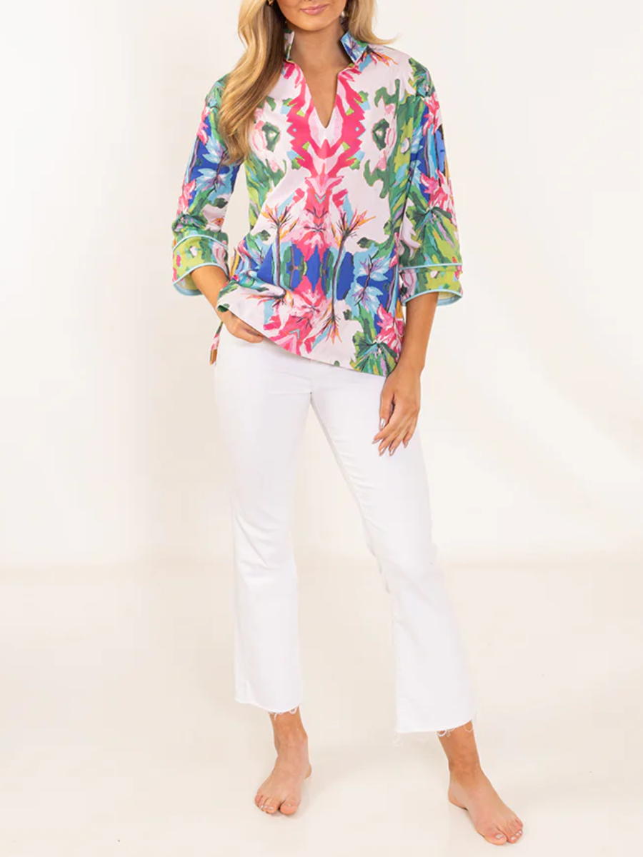 3/4 Sleeves Cotton Print Top