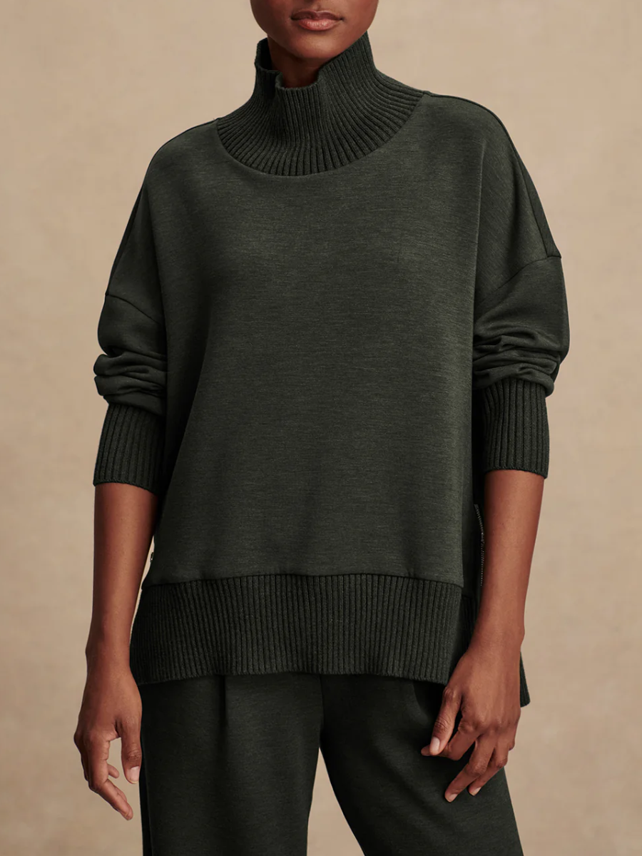 High-Neck Side Zipper Sweatshirt and Pants Set