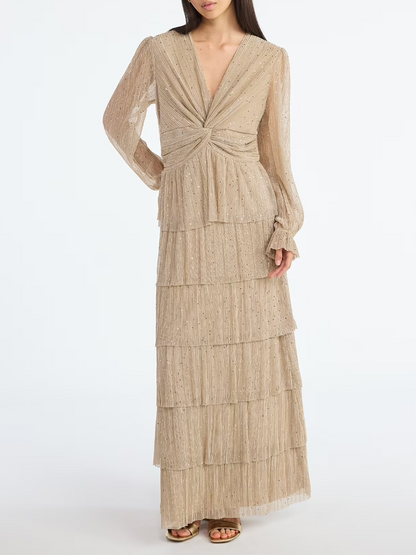 Women's Glitter Ruffle Maxi Dress