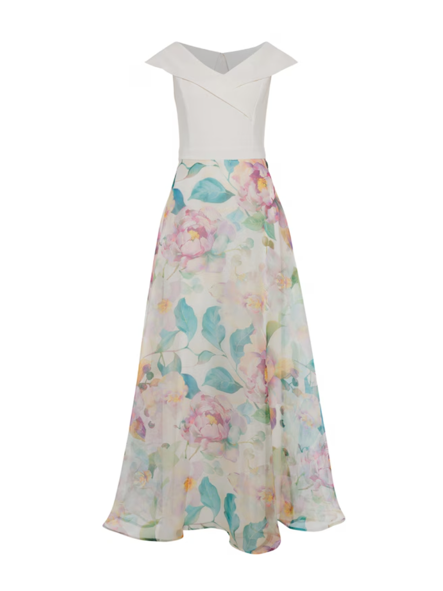 Off Shoulder Long Print Floral Dress
