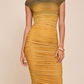 Lined Mesh Ruched Dress