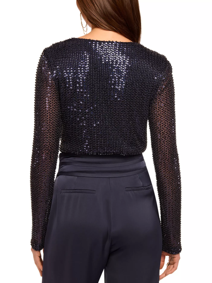Leon Beaded Cowlneck Top