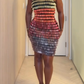 Multicolor Tiered Tassel Halter Dress