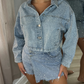 Cropped Diamond Denim Jacket