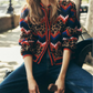 Mixed Print Jacquard Cardigan