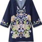 Coastal Floral Embroidered V-Neck Mini Dress with Bell Sleeves