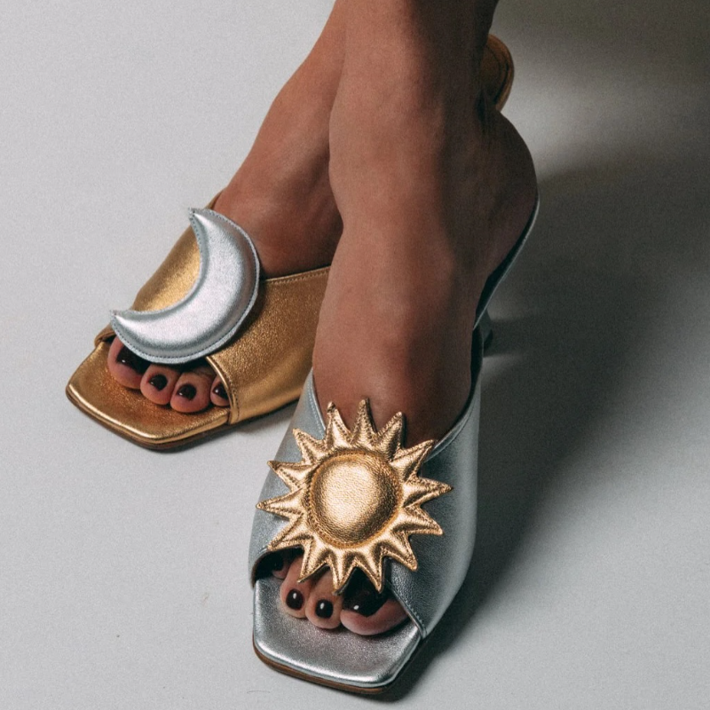 Sun & Moon Colorblock Mule Heels