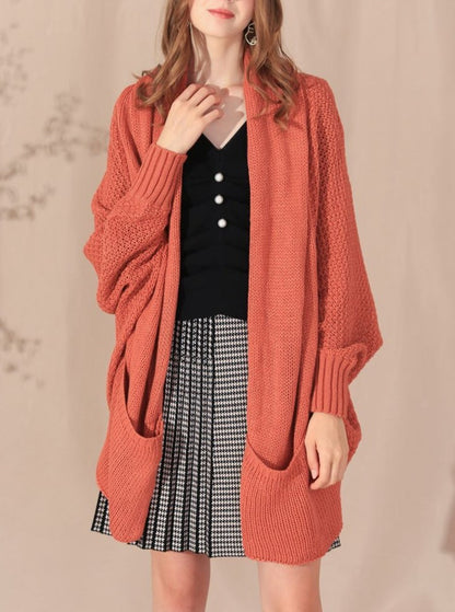 OPEN FRONT DRAPE KNIT CARDIGAN