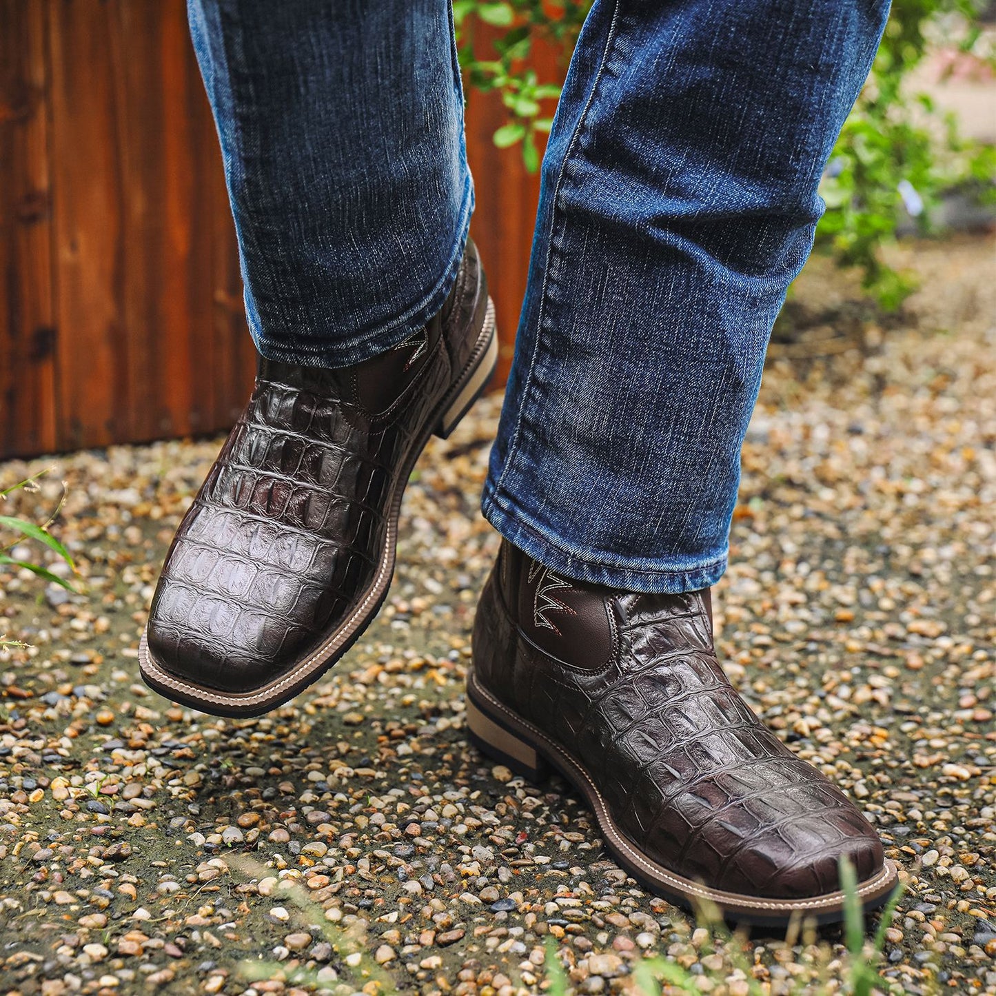 Men's Embroidered Vintage Square Toe Cowboy Boots