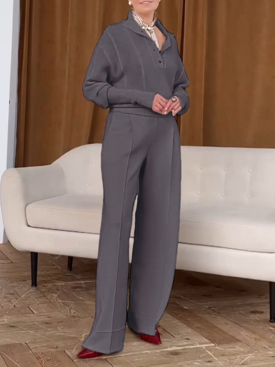 Women's Comfort Knit Button Two-Piece Suit