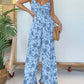 Floral Suspender Wide Leg Jumpsuit