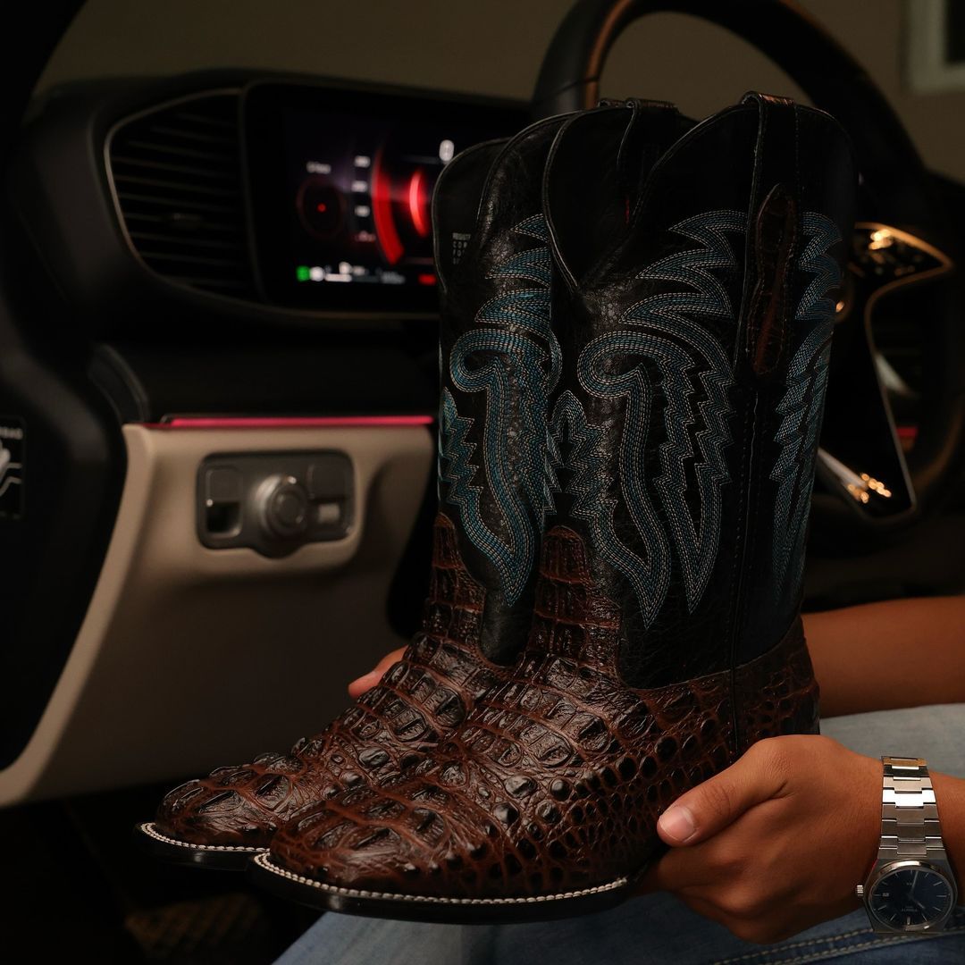 Chocolate Brown Caiman Boots (Free shipping)