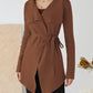 WIDE LAPEL TIE WAIST KNIT CARDIGAN