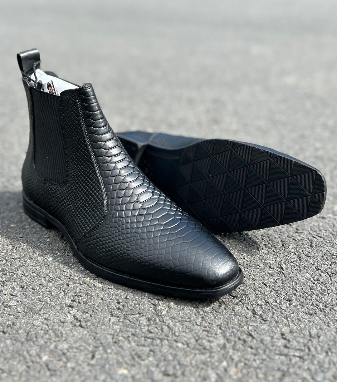 Snake-effect Leather Chelsea Boots