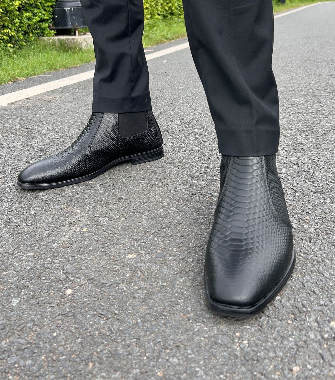 Snake-effect Leather Chelsea Boots