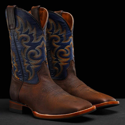 New Brown Bull Hide Square Toe Boots