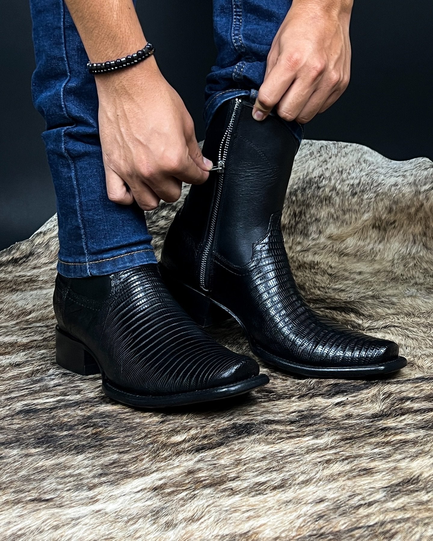 Black Crocodile Handmade Leather Boots