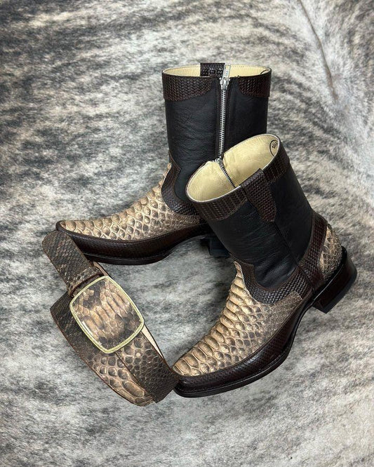 Handmade Python Print Cowboy Boots Z2