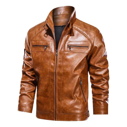 Men's Stand Collar Leather Jacket