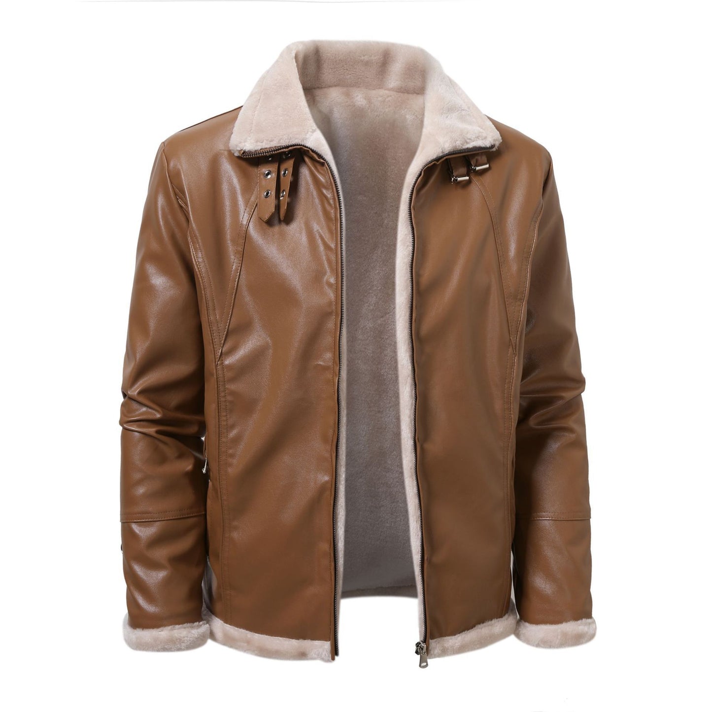 Leather Plush Wool Jacket