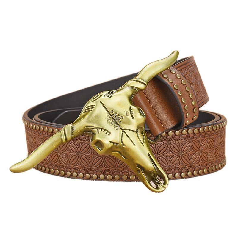 Men's Riveted Bull Head Belt