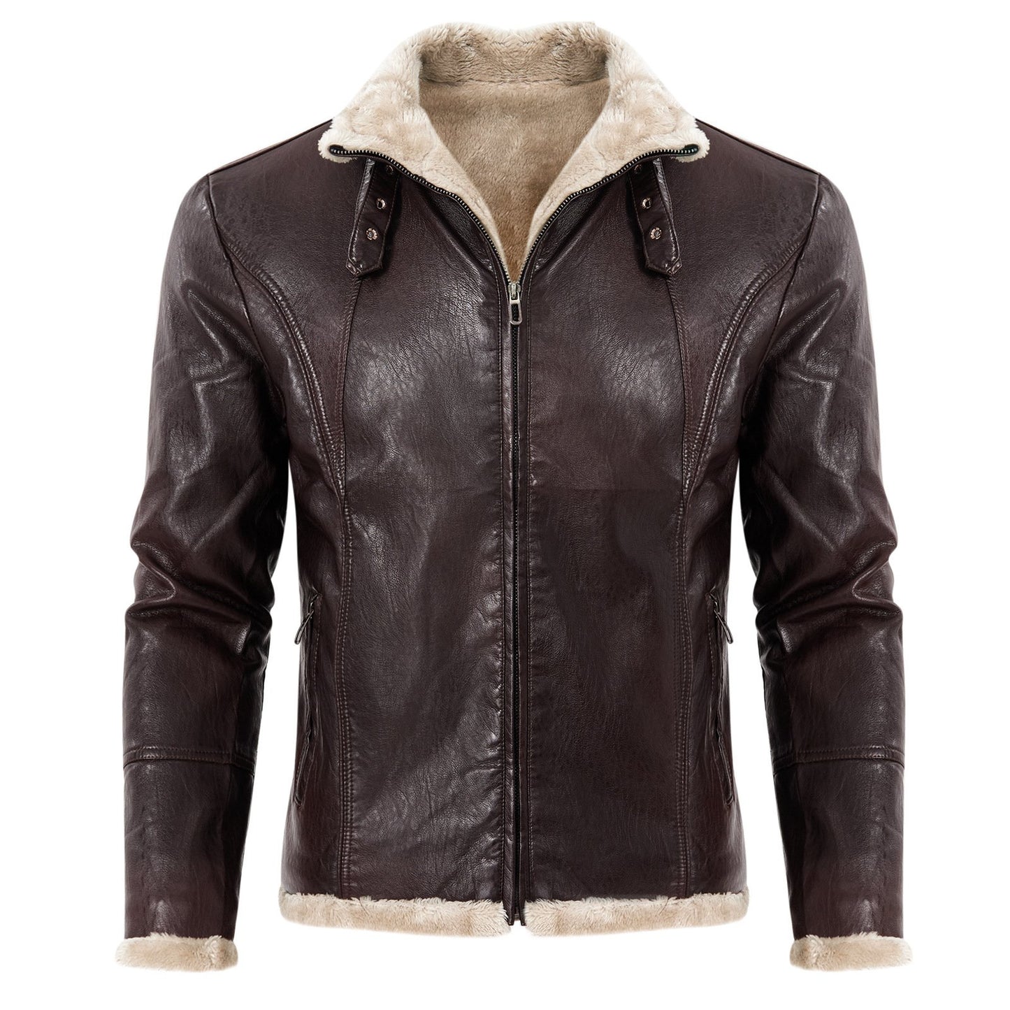 Leather Plush Wool Jacket