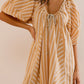 Striped Casual Loose Deep V Wide-leg Romper