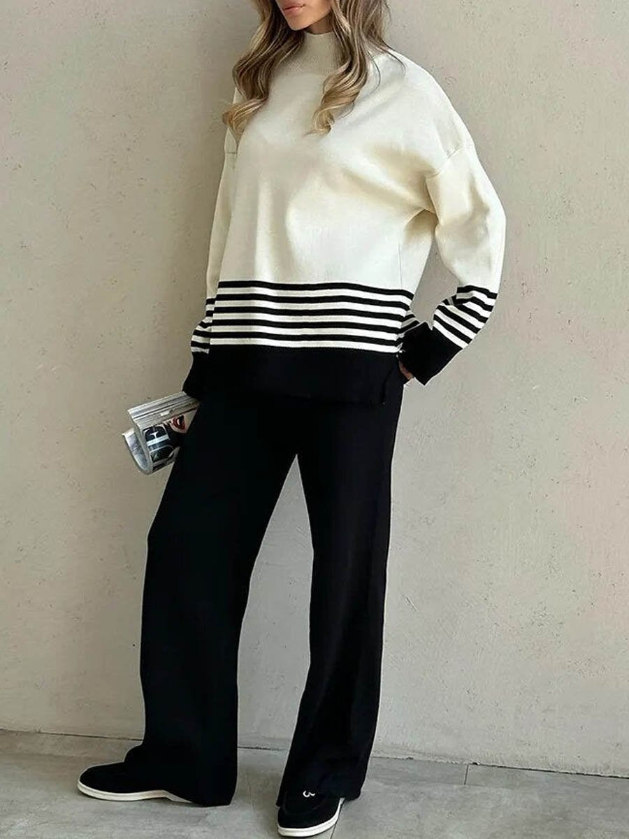 Knitted Striped Sweater Suit