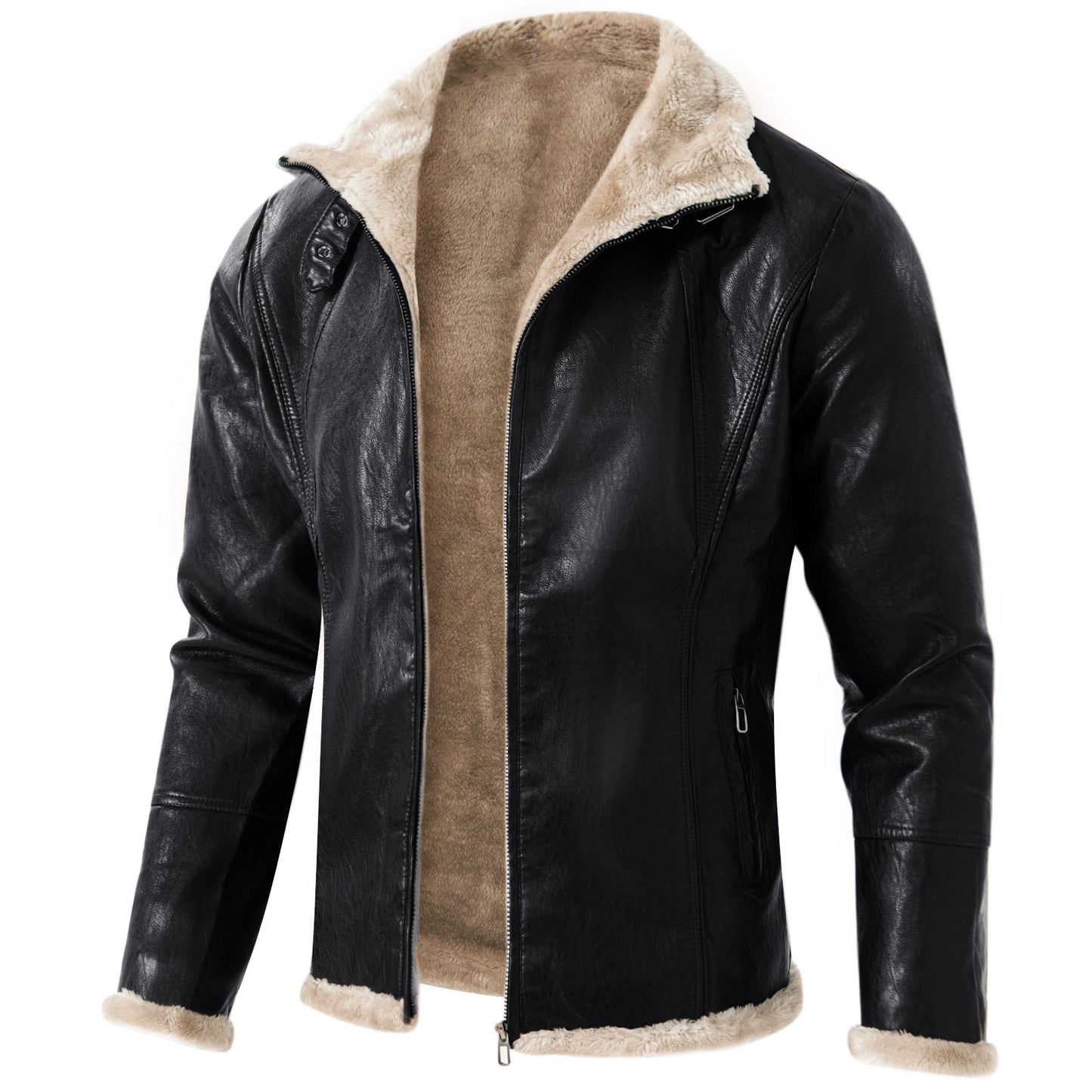 Leather Plush Wool Jacket