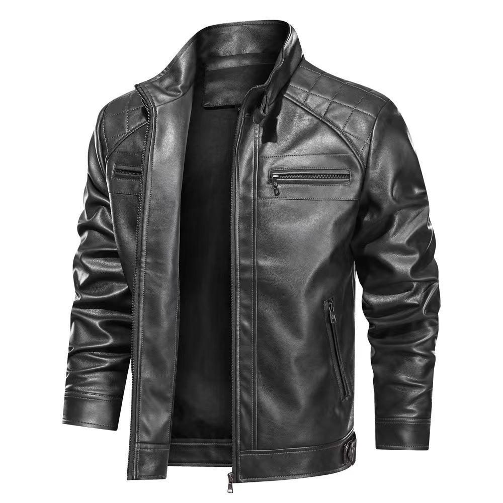 Men's Stand Collar Leather Jacket